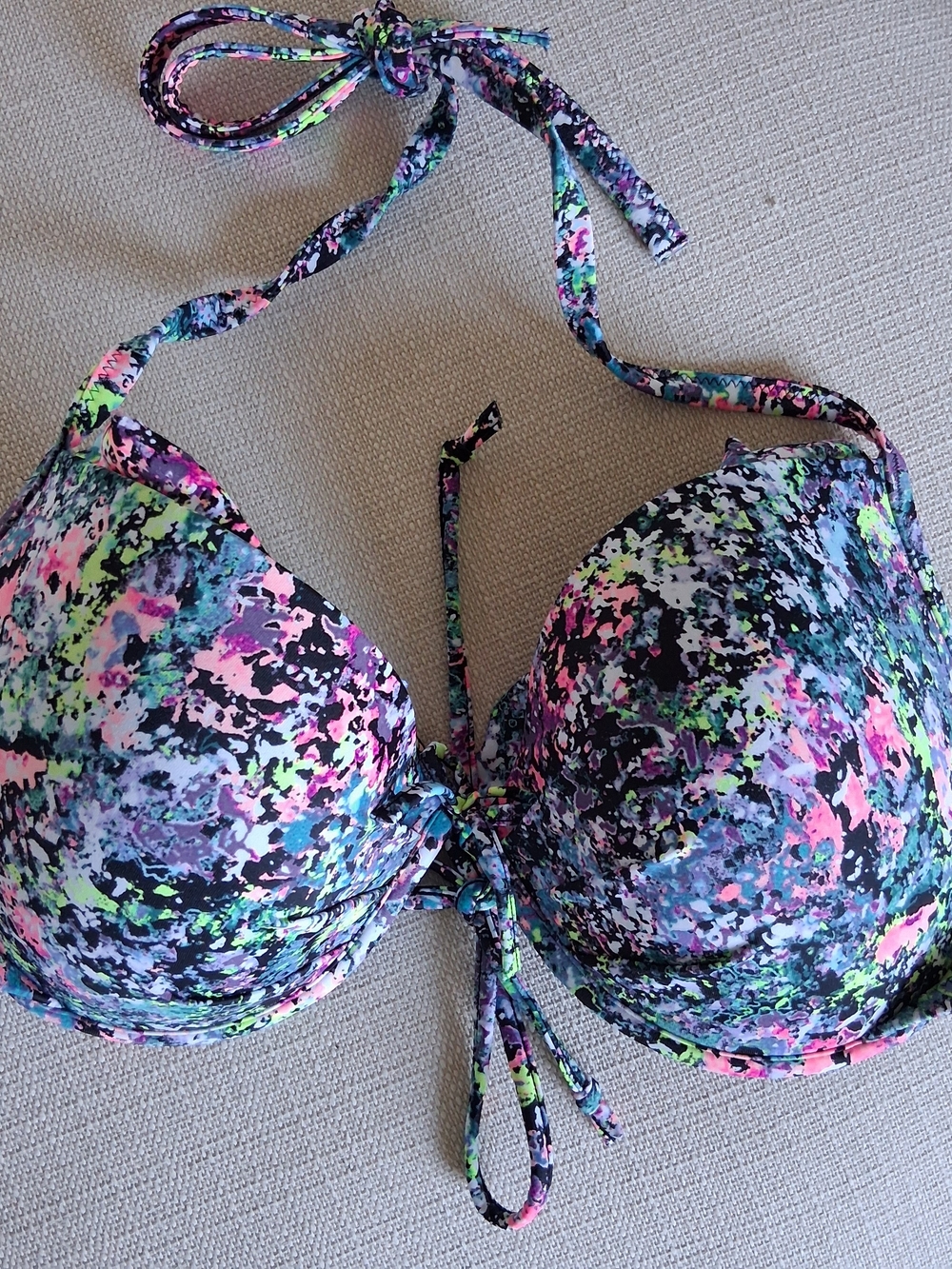 Victoria's Secret Neon Splash Push-Up Bikini Top - Black, Pink, Blue, Green